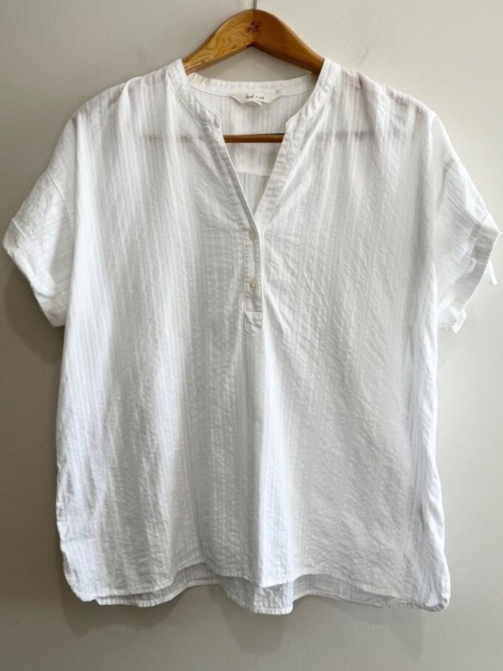 Sleeve Blouse Womens XL White V-Neck Lightweight Coastal Core